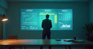 Contador analisa mural de calendário fiscal digital com destaque para setembro