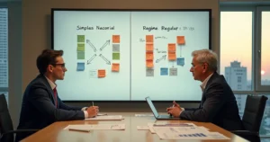 Dois empresários analisam quadro dividido entre Simples Nacional e regime regular
